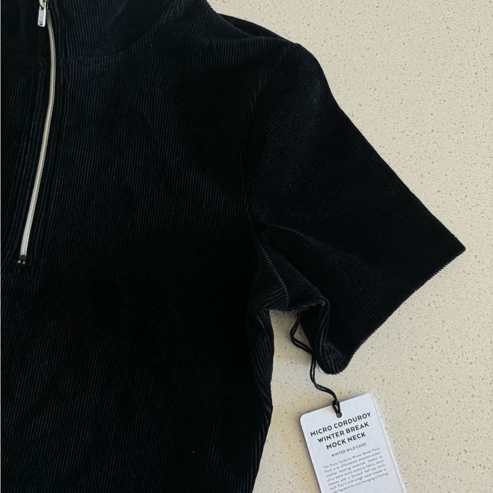 ALO Yoga Black Corduroy Half-Zip Pullover - Picture 3 of 5